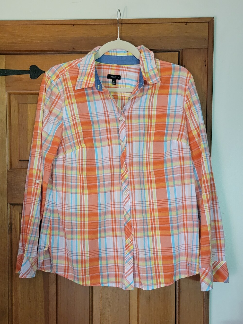 Talbots Cotton Pastel Plaid Button-Up Shirt